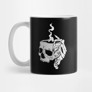 Skeleton hand holding skull coffee Mug